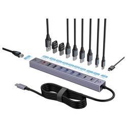 Renkforce RF-7465830 USB-Hub 10 + 1 Port USB-C® USB 3.0 5 GBit/s zur internen Verwendung Grau RF-USBCH-500 USB-C® 10-in-1 Hub