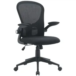 Bürostuhl Kempton mit Armlehne, höhenverstellbar, modern, gepolstert, Netzstoff, Schwarz
