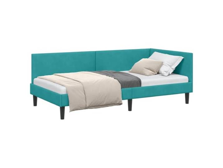 PUGYNBK Eckbett Tuquesa 90 x 190 cm Samt Sperrholzrahmen, fester Lattenrost, modernes Schlafsofa, Ecke