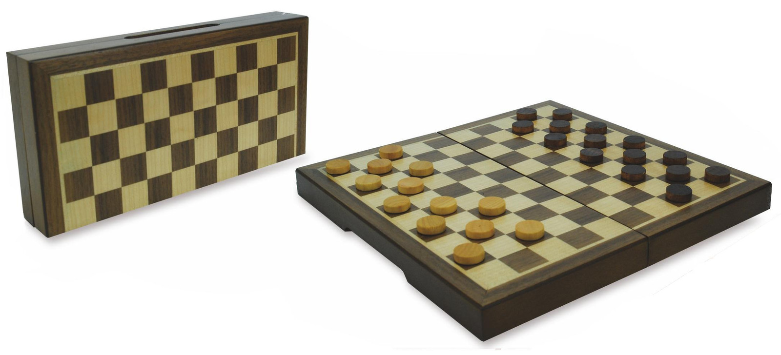 Hot Games Magnetisch Damespel van Notenhout, 23 x 23 x 2 cm
