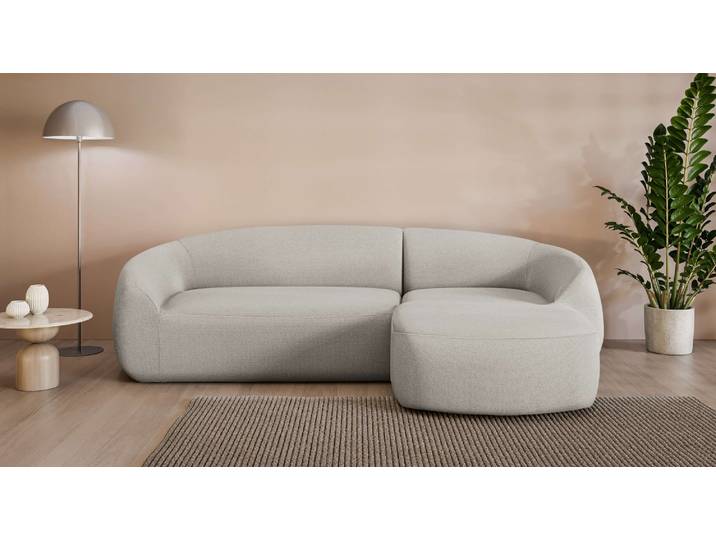 Ecksofa, Polyester, Beige, 255×170 cm, L-Form, Organische Form, LeGer