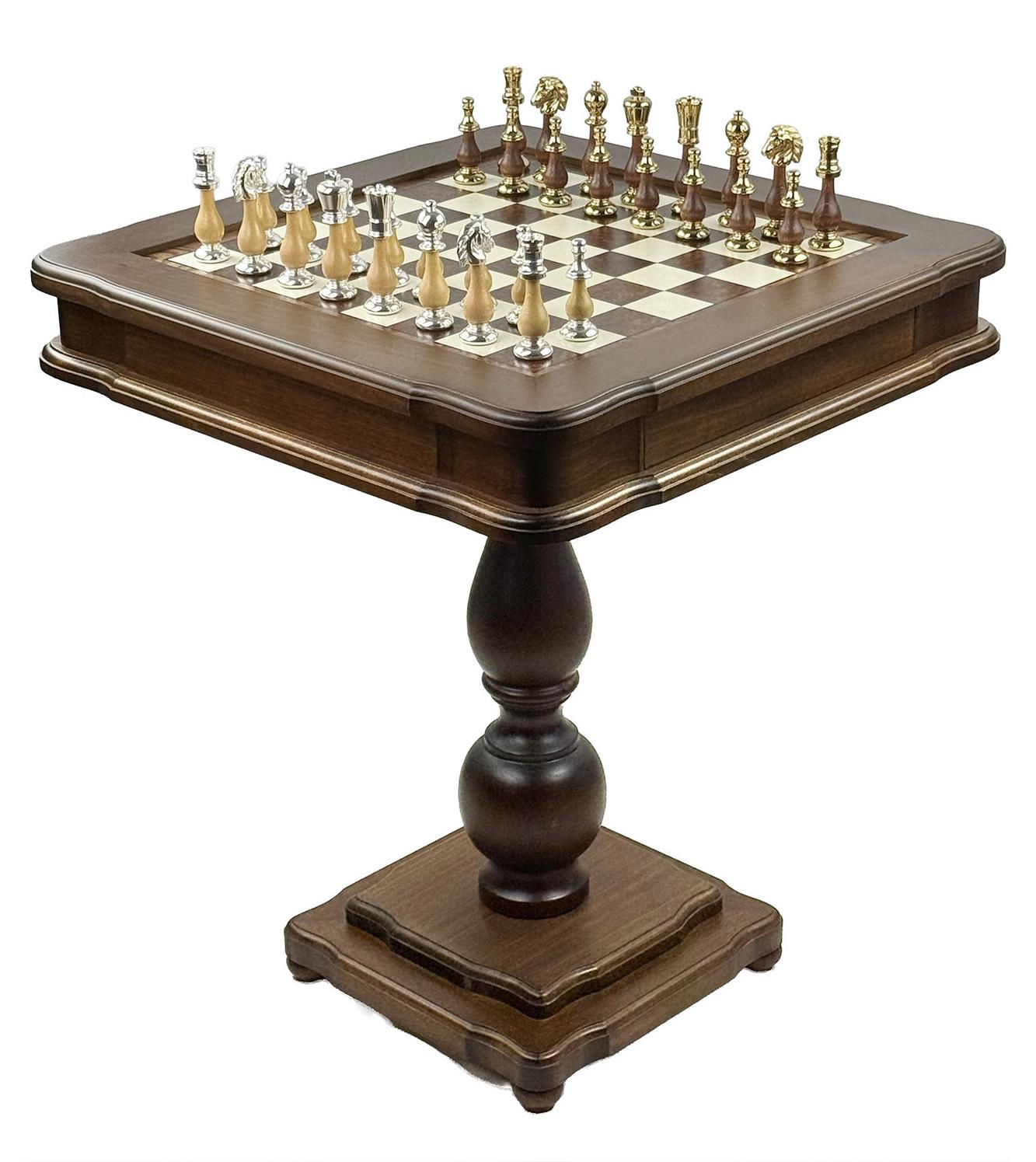 Exklusiver Italfama Spieltisch Set - Orientale Gold & Silber Figuren, Backgammon 58x58 cm