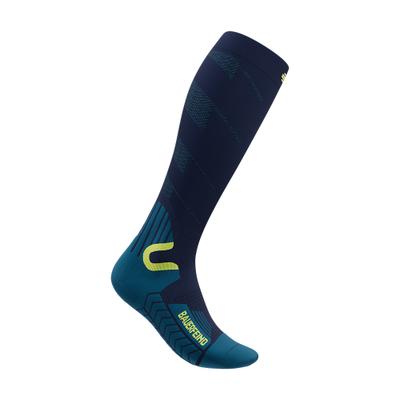 Sportsocken BAUERFEIND "SKI TOURING COMPRESSION SOCKS", Herren, Gr. 46-49, blau, s, Obermaterial: 57% Polyamid, 38% Wolle, 5% Elasthan, Socken Sportsocken, mit Belüftungszonen, leichtes, dünnes Gestrick