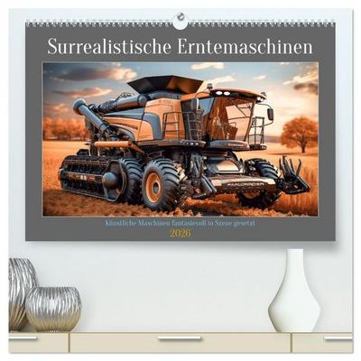 Surrealistische Erntemaschinen (hochwertiger Premium Wandkalender 2026 DIN A2 quer), Kunstdruck in Hochglanz
