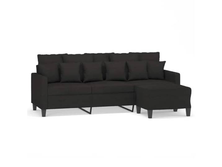 Todiikf 3-Sitzer Sofa mit Hocker Set Schwarz 198 cm Stoff Ergänzen Sie Ihr Wohnzimmer mit dieser bequemen Couchgarnitur inklusive Fußhocker für entspannte Stunden.