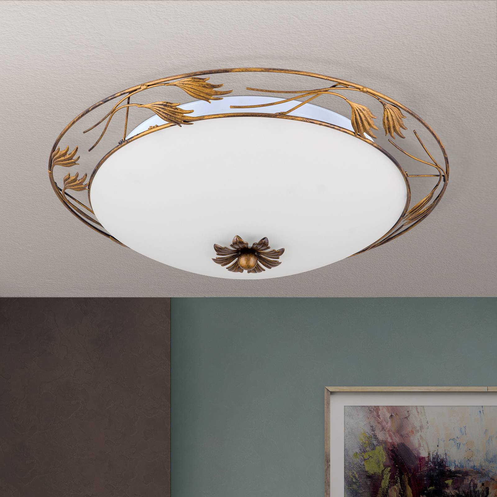 Orion Ceiling Light Fleur, dimmable, Bronze / antique brass, Living / Dining Room, metal, Country House / Rustic, Ceiling Light