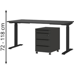 Germania Büromöbel-Set Mailand 7852-547, Schreibtisch & Rollcontainer abschließbar, graphit