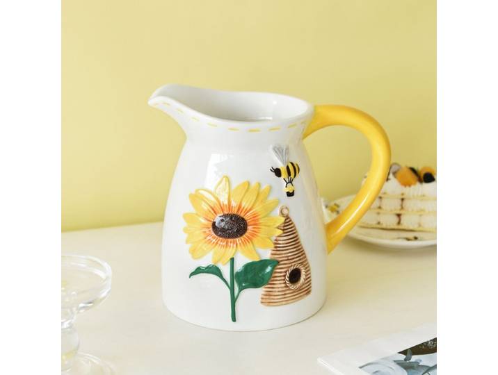Vase bouilloire pot de fleurs en céramique, Vase à fleurs d'abeille mignon, accessoires d'arrangement de fleurs de tournesol, Terrarium, décoration de la maison, verres