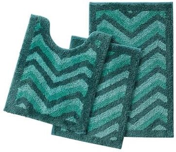 Empyrean Non Slip Shaggy Bath Rug Set - Chevron Design Ultra Soft Bathroom Mat