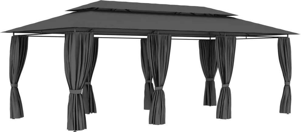Gartenpavillon, Partyzelt für Outdoor-Events, Stahlrohrrahmen, UV-beständiges Polyester mit PA-Beschichtung, 600x298x270 cm, Anthrazit