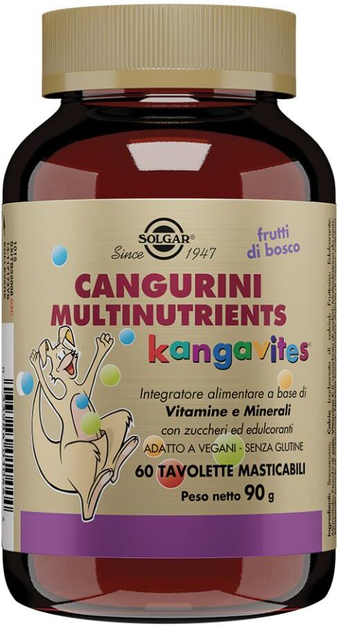 SOLGAR IT. MULTINUTRIENT SpA Solgar - Cangurini Multinutrient Frutti di Bosco 60 Tavolette: Integratore Multivitaminico per Bambini