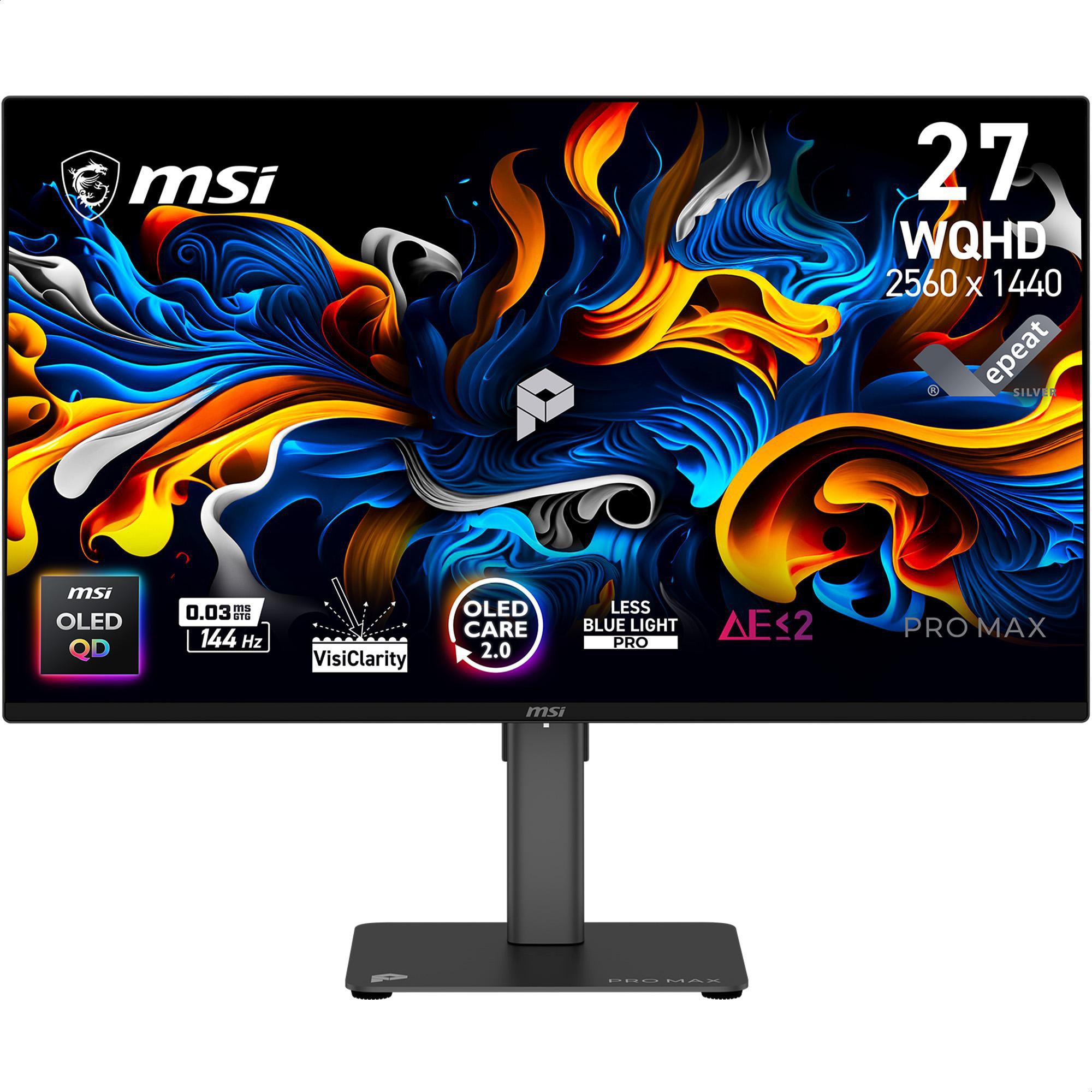 MSI PRO MAX 271QPX14G 2K 26.5 Zoll WQHD QD-OLED Panel 16:9 144 Hz Gaming Monitor PROMAX271QPX14G