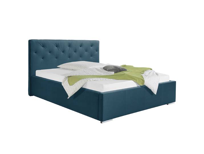 Polsterbett mit opt. Matratze 160 x 200cm Samt Onoli Blau mit Lattenrost