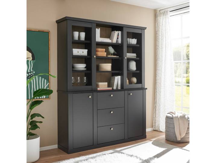 Lomadox Buffet LORETA-61 158 cm breit in schwarz matt