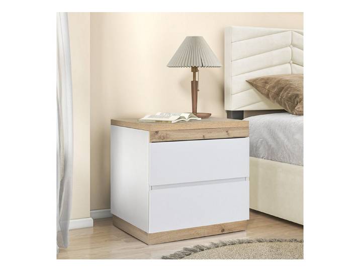 Celya Nachtschrank Nachttisch Nachtkommode mit zwei Schubladen (1er Set) für Schlafzimmer fur Schlafzimmer WeiB