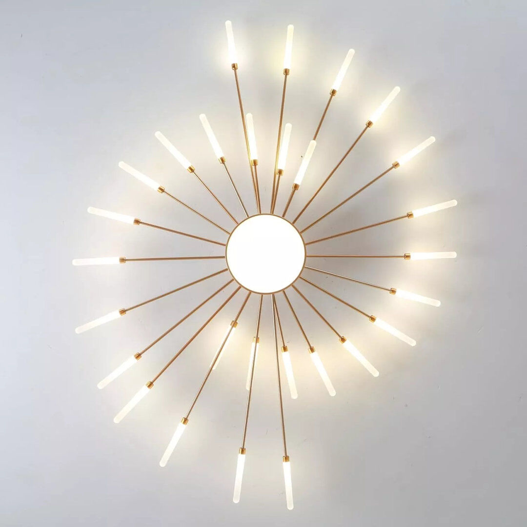 RRBEST Flush Mounts 29-Light Ceiling Light,Modern LED Heads Flower Shape Ceiling Lights,Living Room Gold 105cm W