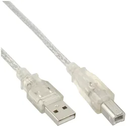 INLINE USB 2,0 Kabel, A an B, transparent, 5m