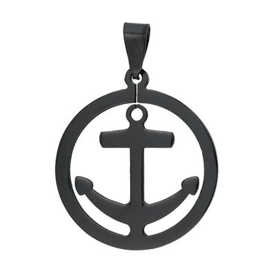 Ankeranhänger AKZENT "Nereus" Silber - Modern & Minimalistisch - Anker", schwarz, Schmuckanhänger, Damen, Edelstahl
