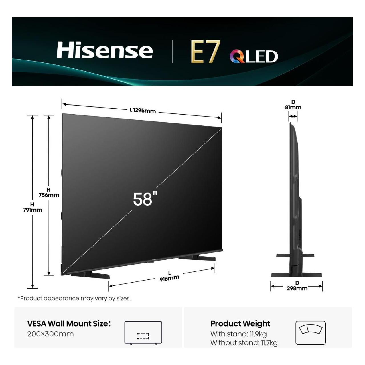 Hisense Qled Fernseher UHD 58e7q (58", QLED, 4K) (58E7Q)