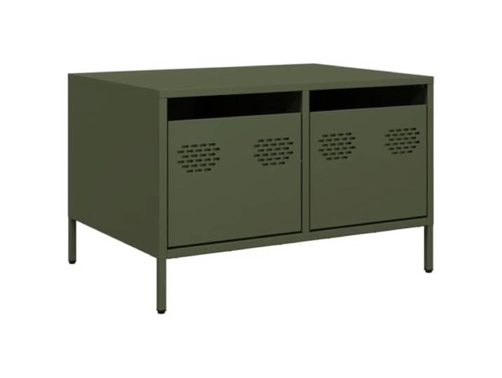 Kaorsrow TV-Schrank Olivgrün 68x50x43,5 cm Kaltgewalzter Stahl Kompaktes Lowboard im Industrie-Design mit 2 Schubladen für Wohnzimmer und Schlafzimmer, stabil und bodenschonend.