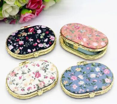 Fusion Finds Vintage Floral Compact Makeup Mirror Portable Double Sided Pocket Mirror For Purse And Travel ellipse random