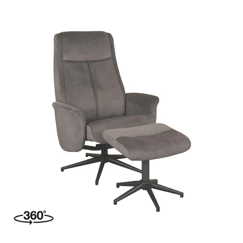 Label51 Fauteuil Bergen Lounge Stoel met Hocker - Naturel - Velvet