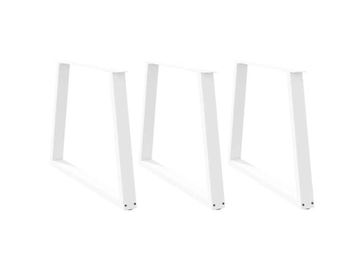WXGTBKPR V-Form Tischbeine 3er Set Weiß 90 x 72-73.3 cm Stahl Pulverbeschichteter Stahl, Mit verstellbaren Fußnivellierern