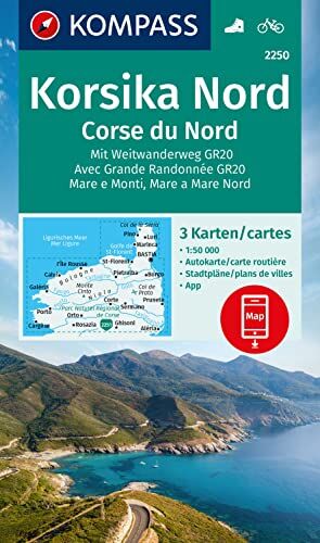 KOMPASS Wanderkarten-Set 2250 Korsika Nord, Corse du Nord, Weitwanderweg GR20 (3 Karten) 1:50.000: inklusive Karte zur offline Verwendung in der KOMPASS-App. Fahrradfahren. - Preis vom 09.10.2026 07:28:09 h