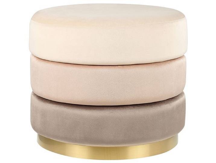 Pouf en velours beige LOUIN