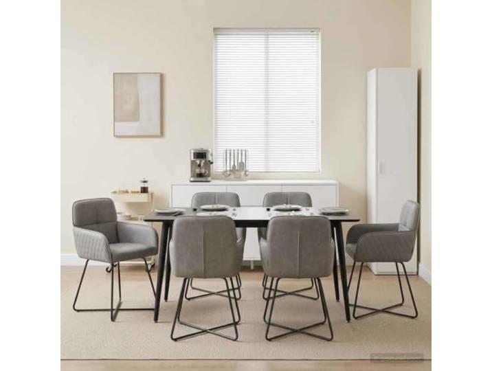 NLQMSU Esszimmerstühle, 6 Stück, Velours, Hellgrau Weicher Samt, Metallrahmen, Rückenlehne und Armlehnen, einfache Montage, Pflege mit Schwamm, modernes Interieur
