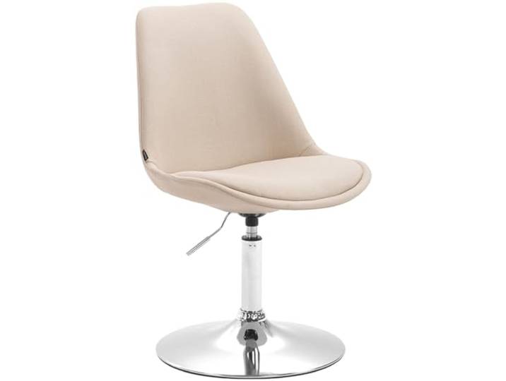 CLP Esszimmerstuhl Maverick I Stoff-Bezug I Drehstuhl Farbe Creme Gestell Farbe Chrom