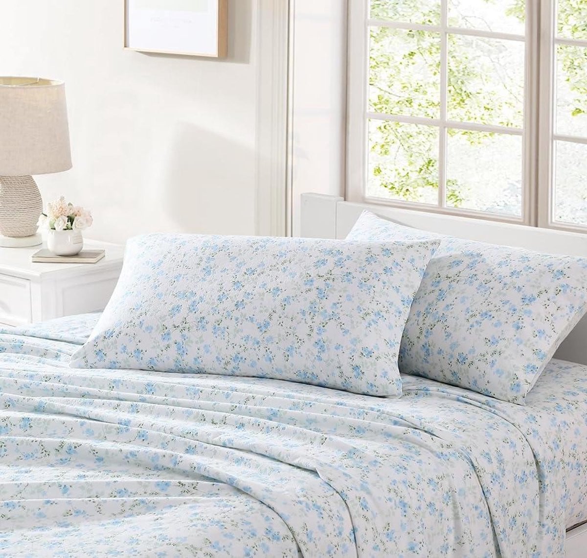 Beddengoed Set Ella Blauw - Flanel Lakens van 100% Katoen - Queensize
