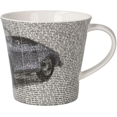 Tasse GOEBEL "Coffee-/Tea Mug Saxa - Porsche 356 Aquamarine", schwarz-weiß (bunt), B:10,5cm H:9,5cm, Porzellan, Trinkgefäße, Tasse