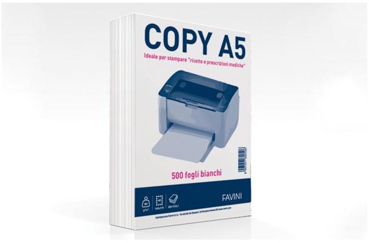 Favini COPY A5 papier voor inkjetprinter, Wit, 500 vel, 148 x 210 mm