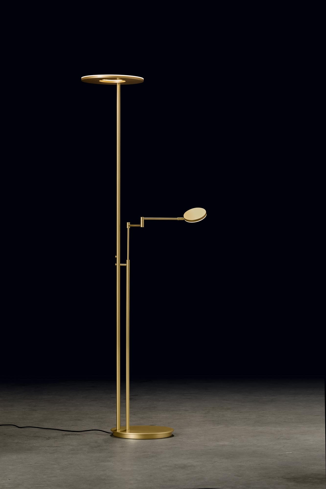 Holtkötter LED-Deckenfluter NOVA-PLANO (mit Lesearm) 185cm Messing 9909-2-19 4251322710368