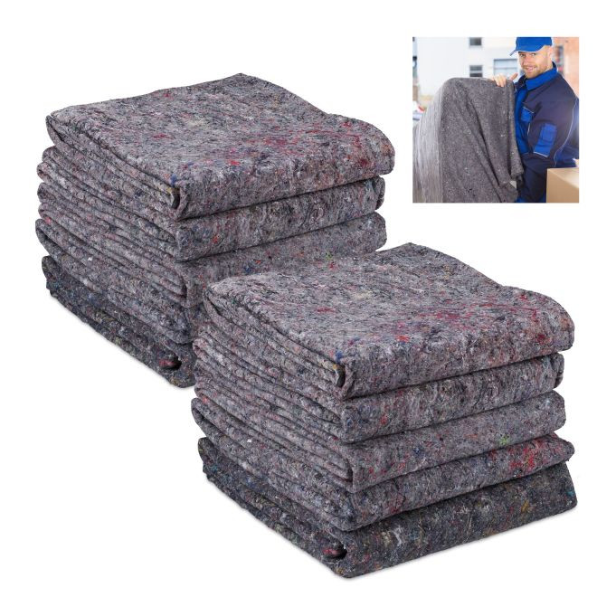 Relaxdays Verhuisdeken set van 10 en Afdekvlies B: 200 cm, D: 150 cm