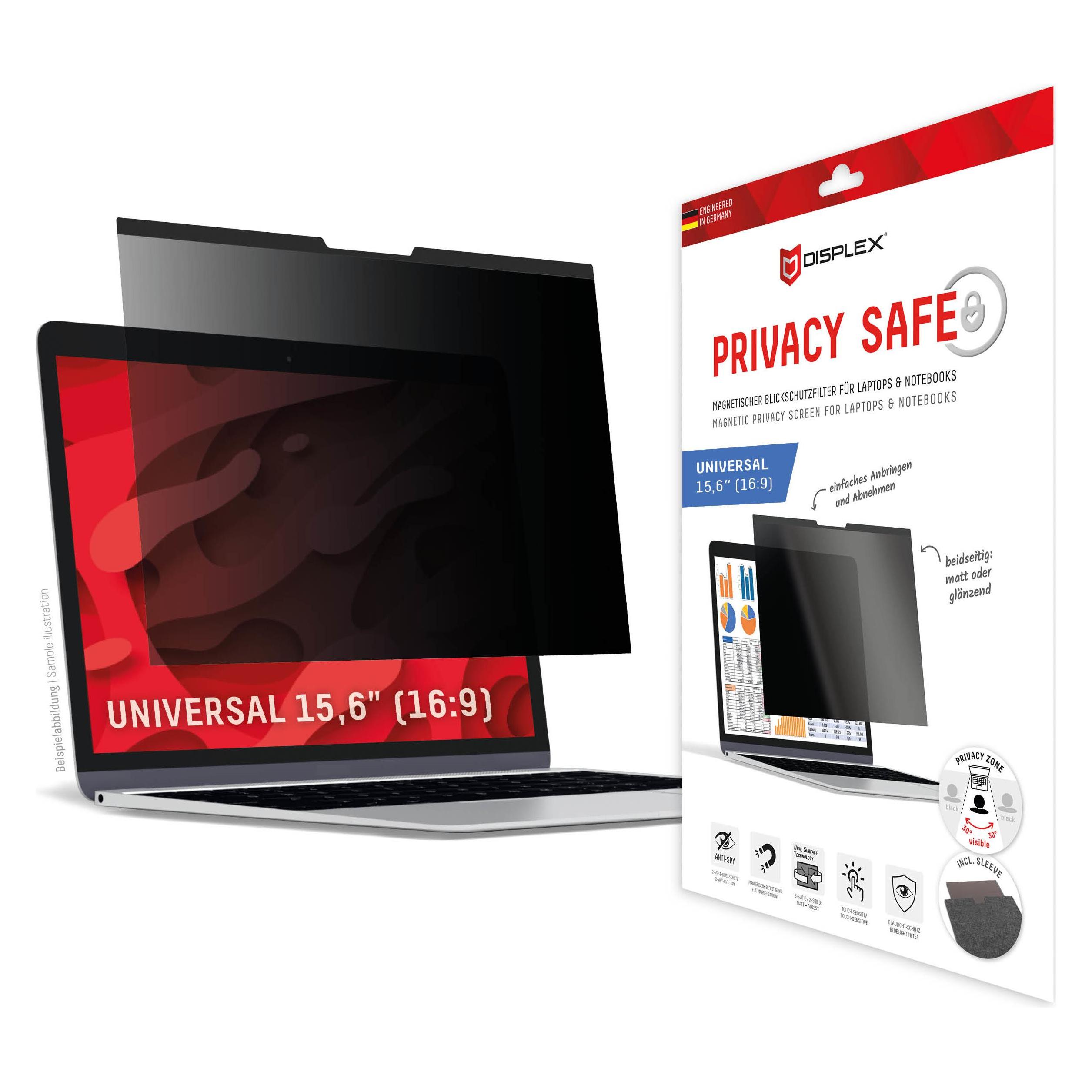 Displex Privacy Safe, Laptop Blickschutzfilter (15.60", 16:9) (01763)