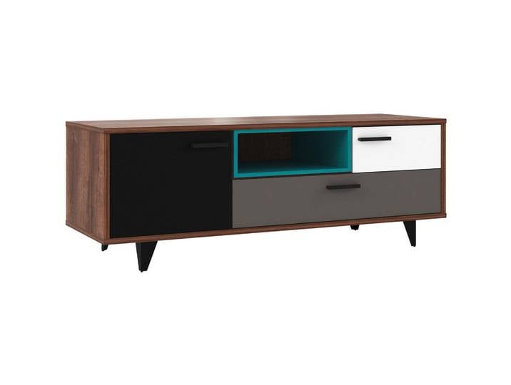 TV-Element, Braun/Grau/Grün/Schwarz/Weiß, 155x54x52 cm, Kunststoff, 2 Schubladen, Modern, CARRYHOME