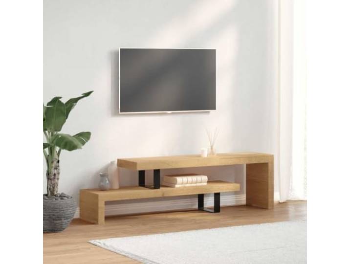 HEFZGDB TV-Lowboard Massivholz Mango, Stilvolles TV-Regal aus Massivholz mit Anpassbarer Länge, 2 Teile, Einfacher Zusammenbau, Robustes TV-Möbel mit Einzigartiger Holzmaserung,