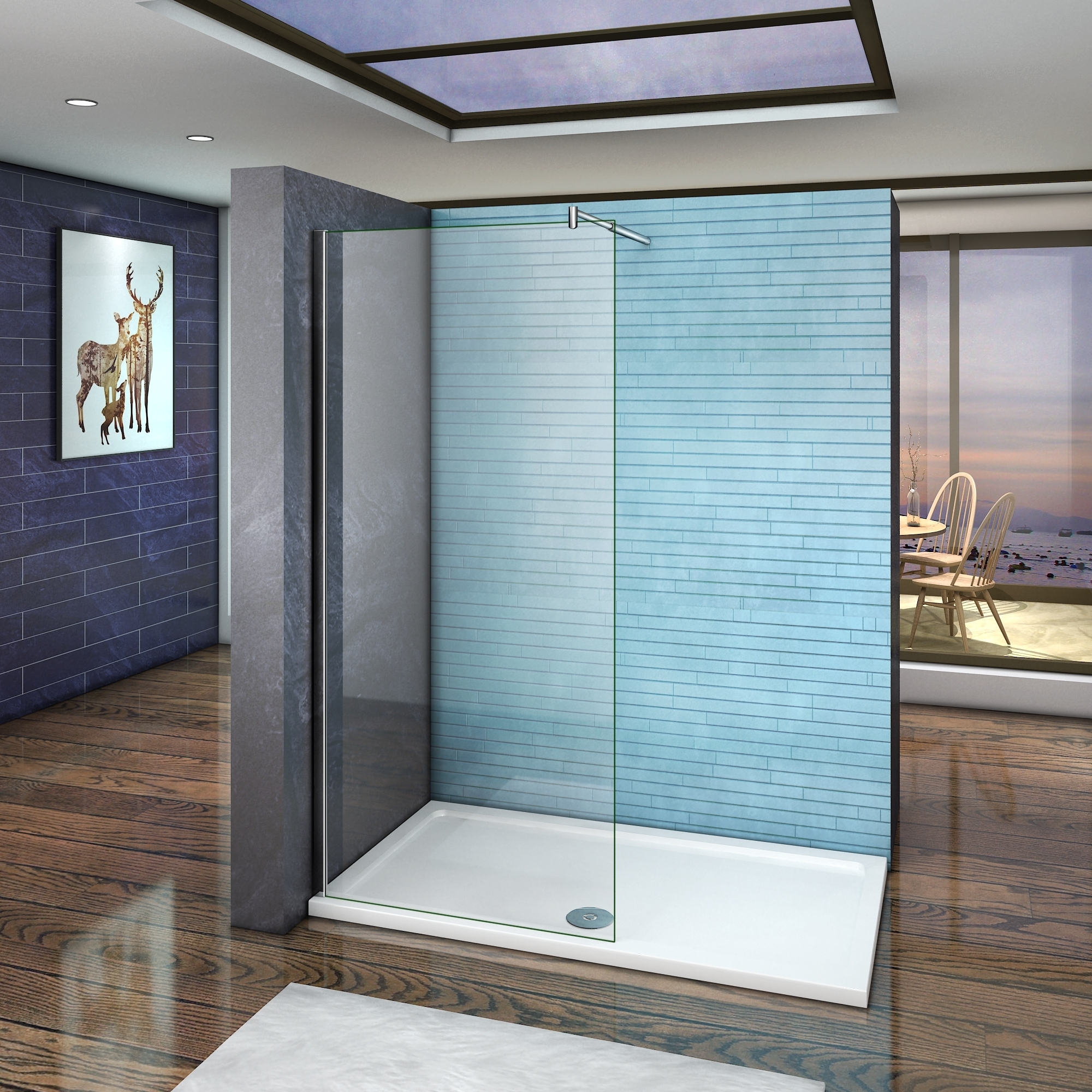 Walk in Duschabtrennung Klarglas 160X200cm Duschwand 10mm Sicherheitsglas & Easy Clean Nano Beschichtung Dusche Glaswand Begehbare