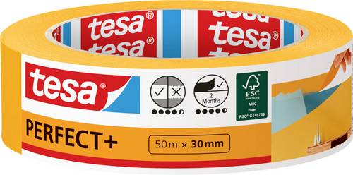 Tesa Perfect+ 56537-00000-00 Malerabdeckband Gelb (L x B) 50m x 30mm 1St.