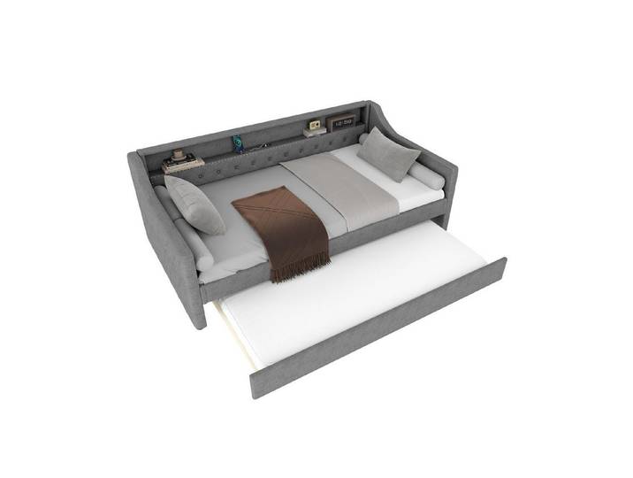 Odikalo Daybett Schlafsofa Tagesbett 90x200cm Lattenrost Ambientelicht Ausziehbar USB