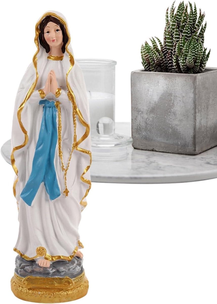 Beeld Maagd Maria - Goud en blauw - Hoogte: 29 cm