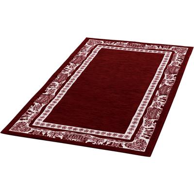 Teppich GINO FALCONE "Vintages Corji" Gr. 2, rot, B:80cm H:5mm L:150cm, Baumwolle, Chenille, Kunstfaser, Teppiche, Teppich, dekoratives Alpenmotiv in der Bordüre