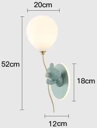 Uplift Picks Nordic Bear Balloon Wall Lamp Kids Bedroom Bedside Light g