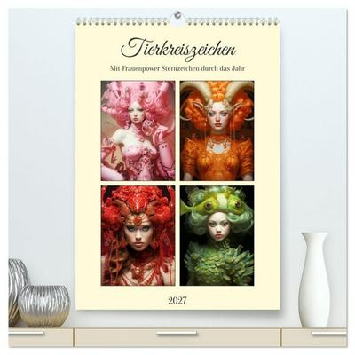Tierkreiszeichen. Mit Frauenpower Sternzeichen durch das Jahr (hochwertiger Premium Wandkalender 2027 DIN A2 hoch), Kunstdruck in Hochglanz