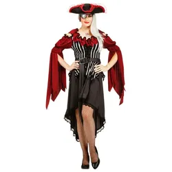 Piratenkleid für Damen, weinrot/silber