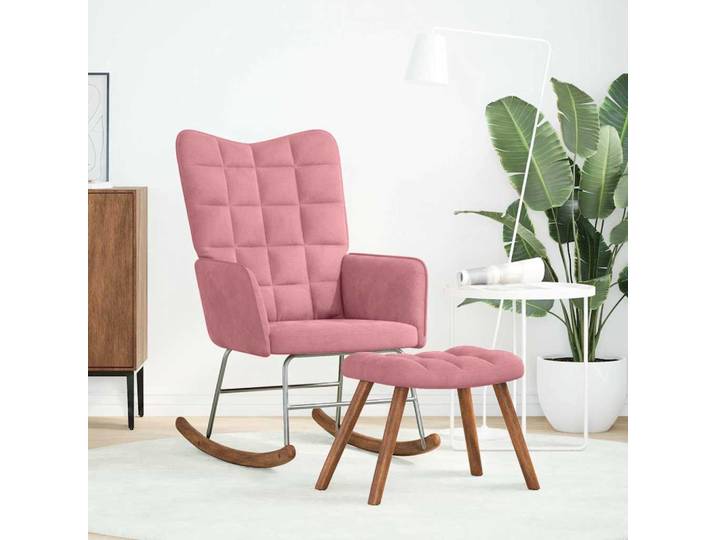 vidaXL Schaukelstuhl mit Hocker Pink Velvet