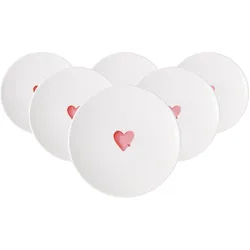 FRÜHSTÜCKSTELLER SENDING LOVE With Love weiß-rot ø 21,2 cm 6er Set