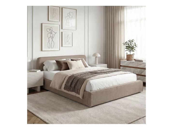 IDIMEX Polsterbett MARINI, Bett 140x200 cm mit Lattenrost Doppelbett mit Kopfteil- greige